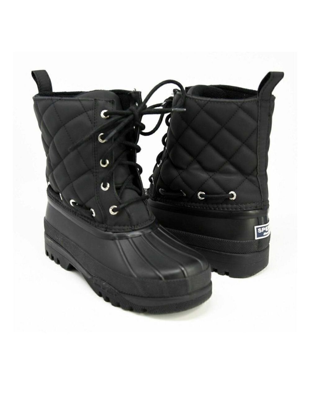 Sperry Top-Sider Quilted Waterproof  Gosling Duck Boot, Black Sz 7